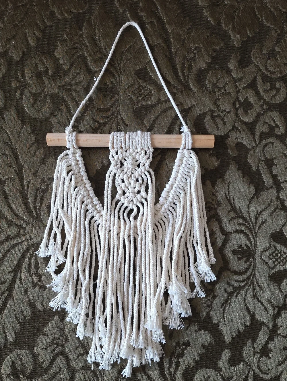 Handmade Cream Macrame Wall Hanging - Boho Home Decor